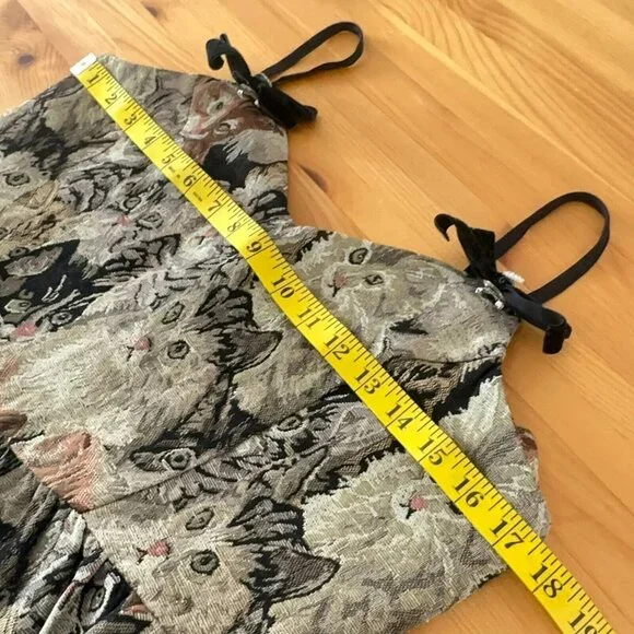Cider Dress Women L Cat Lover Tapestry Jacquard Jumper Vintage Pinafore - Picture 10 of 15